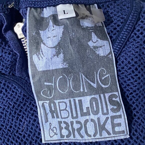 NEW YFB Fabric and Net Body-con Dress in Navy Blue Size Large - Picture 6 of 7